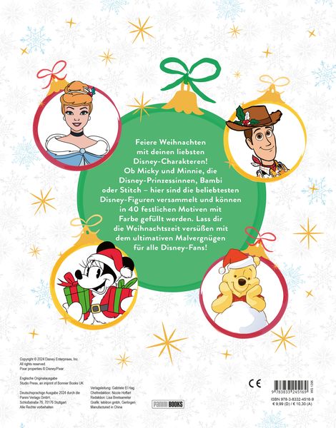 Produktbild: Disney: Weihnachtsmalblock: 40 festliche Motive zum Ausmalen