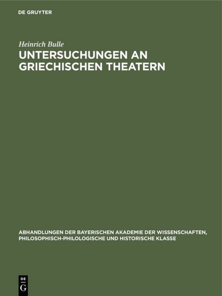 Produktbild: Untersuchungen an Griechischen Theatern