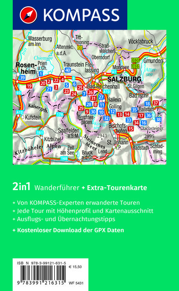 Produktbild: KOMPASS Wanderf&uuml;hrer SalzAlpenSteig, Chiemsee, K&ouml;nigssee, Hallst&auml;tter See, 40 Touren