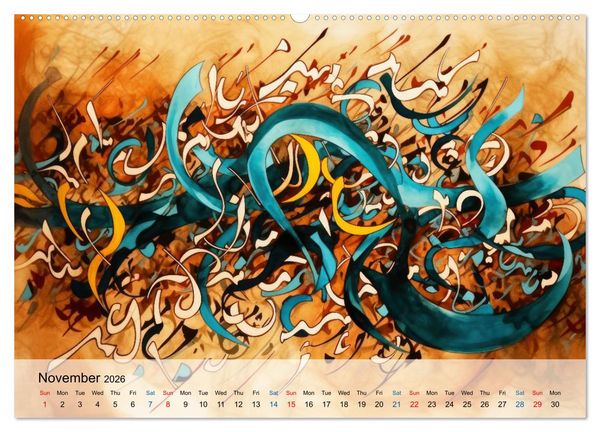 Produktbild: Arabic floating calligraphy as artwork (Wall Calendar 2026 DIN A2 landscape), CALVENDO 12 Month Wall Calendar