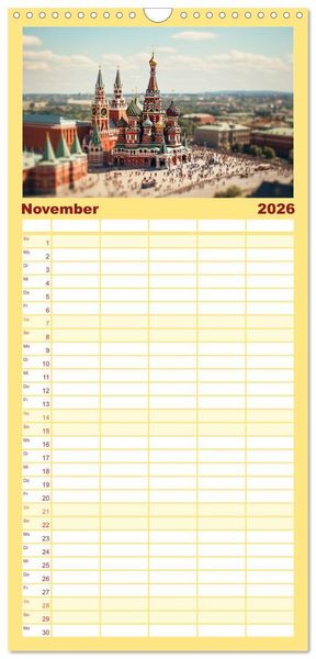 Produktbild: Familienplaner 2026 - Urlaub in Miniatur mit 5 Spalten (Wandkalender, 21 x 45 cm) CALVENDO