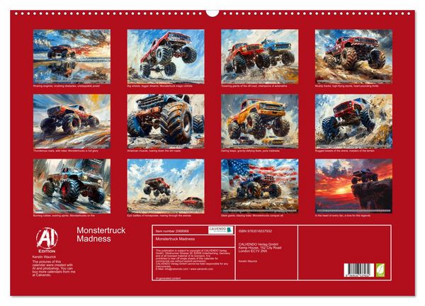 Produktbild: Monstertruck Madness (Wall Calendar 2026 DIN A2 landscape), CALVENDO 12 Month Wall Calendar