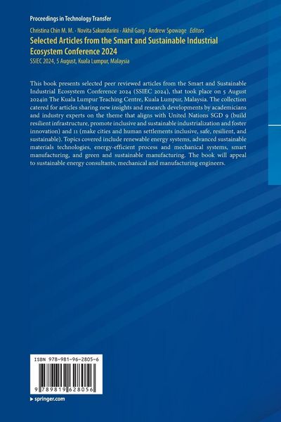 Produktbild: Selected Articles from the Smart and Sustainable Industrial Ecosystem Conference 2024