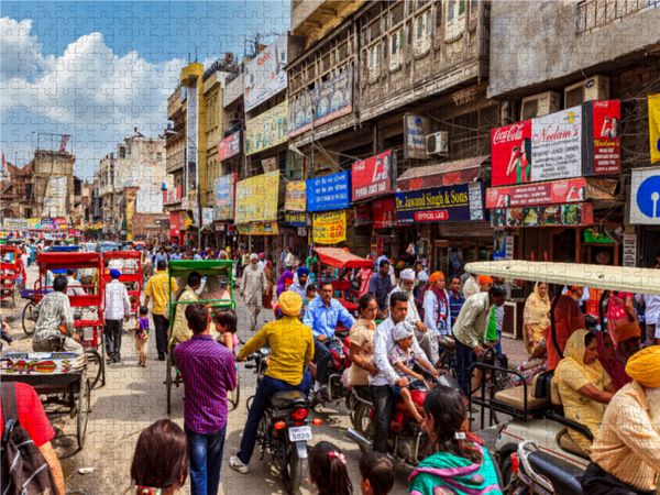 Produktbild: CALVENDO Puzzle Verkehrschaos in Indien | 1000 Teile Lege-Gr&ouml;&szlig;e 64x48cm Foto-Puzzle f&uuml;r gl&uuml;ckliche Stunden