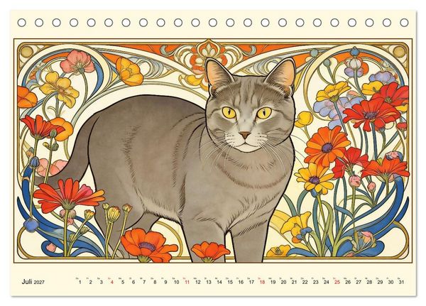Produktbild: Zauberhafte Jugendstil-Katzen (Tischkalender 2027 DIN A5 quer), CALVENDO Monatskalender
