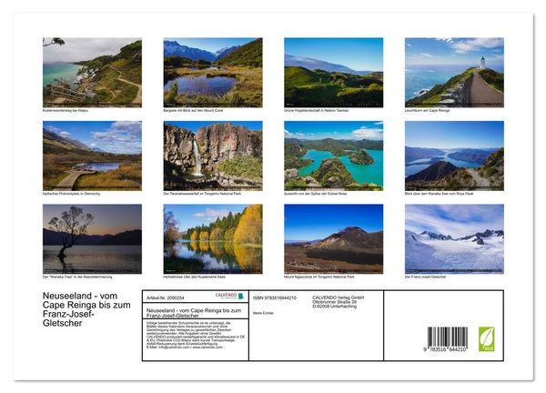 Produktbild: Neuseeland - vom Cape Reinga bis zum Franz-Josef-Gletscher (hochwertiger Premium Wandkalender 2026 DIN A2 quer), Kunstdruck in Hochglanz