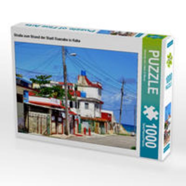 CALVENDO Puzzle Straße zum Strand der Stadt Guanabo in Kuba | 1000 Teile Lege-Größe 64x48cm Foto-Puzzle für glückliche Stunden