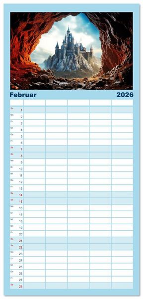 Produktbild: Familienplaner 2026 - Romantische Ritterburgen mit 5 Spalten (Wandkalender, 21 x 45 cm) CALVENDO