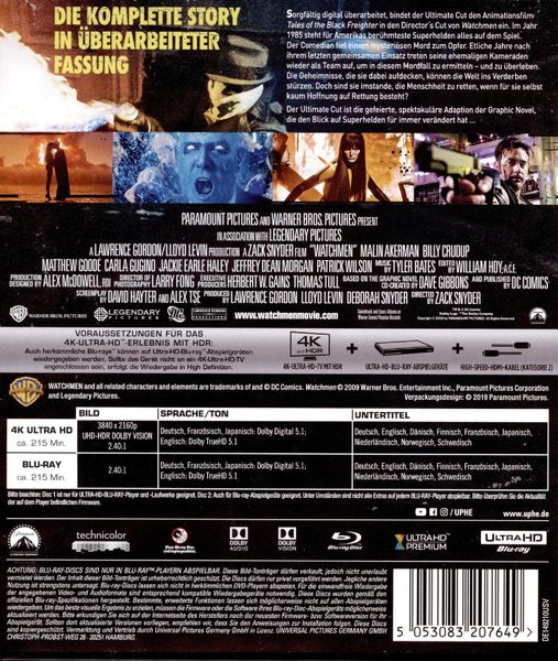 Produktbild: Watchmen - Die W&auml;chter - The Ultimate Cut (4K Ultra HD) (+ Blu-ray 2D)