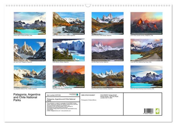 Produktbild: Patagonia, Argentina and Chile National Parks (Wall Calendar 2026 DIN A2 landscape), CALVENDO 12 Month Wall Calendar