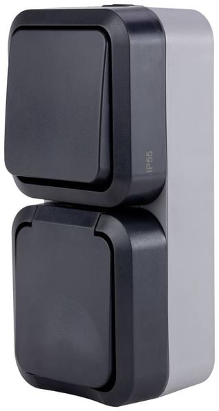 Produktbild: REV Komplett Schalter/Steckdosen Kombination AquaStorm Hellgrau, Schwarz 0004860400 1St.
