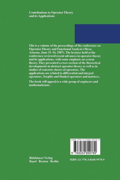 Produktbild: Contributions to Operator Theory and its Applications