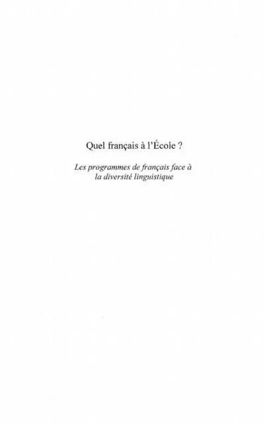 Produktbild: Quel francais a l'ecole ?