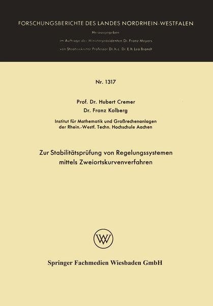 Produktbild: Zur Stabilit&auml;tspr&uuml;fung von Regelungssystemen mittels Zweiortskurvenverfahren