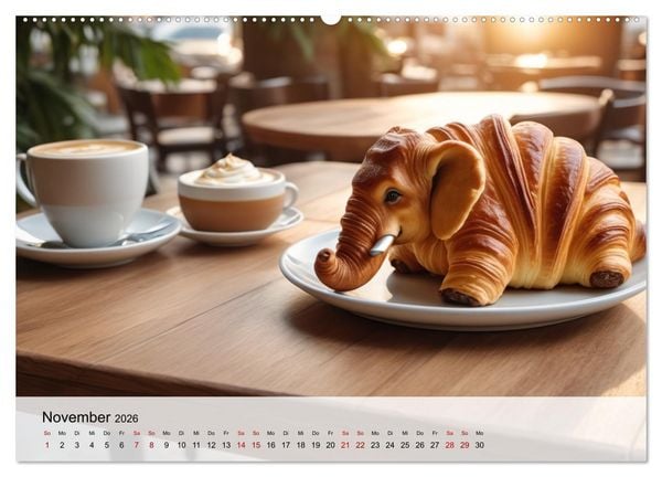 Produktbild: Tierische Croissants (hochwertiger Premium Wandkalender 2026 DIN A2 quer), Kunstdruck in Hochglanz