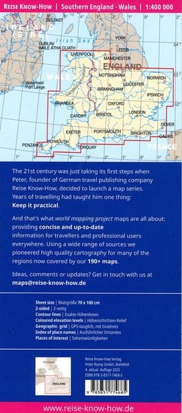 Produktbild: Reise Know-How Landkarte S&uuml;dengland, Wales | Southern England, Wales (1:400.000)