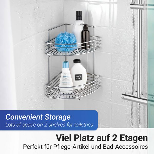 Produktbild: Eckwandablage Mod. Milano mit 2 Etagen, Chrom