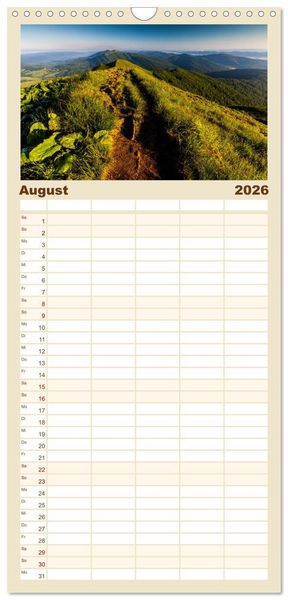 Produktbild: Familienplaner 2026 - Berge. Wege in die Natur mit 5 Spalten (Wandkalender, 21 x 45 cm) CALVENDO