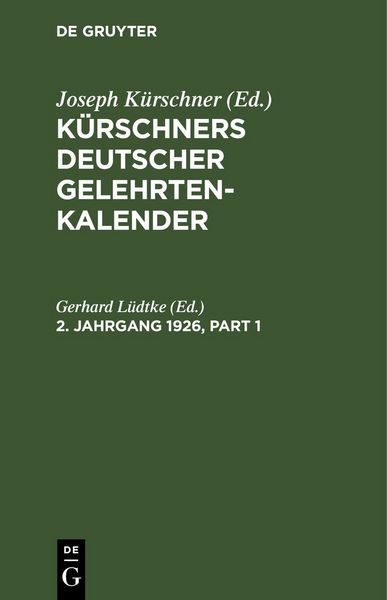 Produktbild: K&uuml;rschners Deutscher Gelehrten-Kalender. 2. Jahrgang 1926