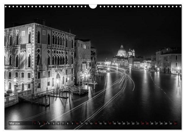 Produktbild: Leuchtendes Venedig &hellip;in monochrom (Wandkalender 2026 DIN A3 quer), CALVENDO Monatskalender