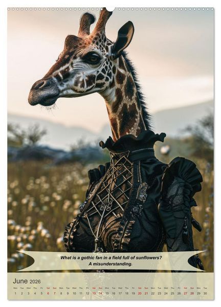 Produktbild: Funny animals in gothic style (High Quality Premium Wall Calendar 2026 DIN A2 portrait),CALVENDO 12 Month Wall Calendar