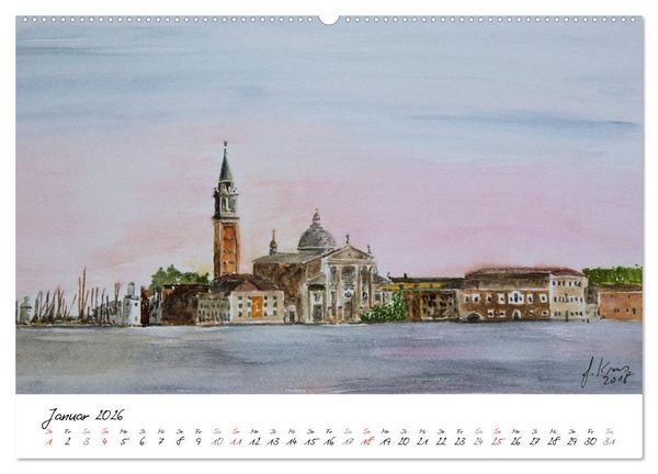 Produktbild: Venedig in stillen Aquarellen (Wandkalender 2026 DIN A2 quer), CALVENDO Monatskalender