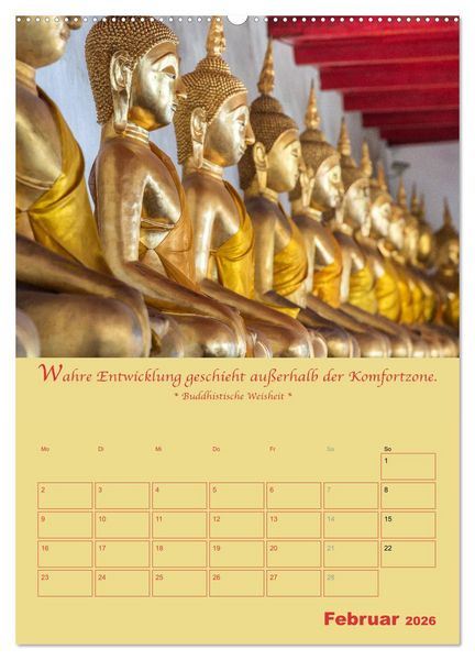 Produktbild: BUDDHA IN GOLD - Mit buddhistischen Spr&uuml;chen (hochwertiger Premium Wandkalender 2026 DIN A2 hoch), Kunstdruck in Hochglanz