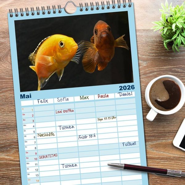 Produktbild: Familienplaner 2026 - Beliebte Fische der Welt mit 5 Spalten (Wandkalender, 21 x 45 cm) CALVENDO
