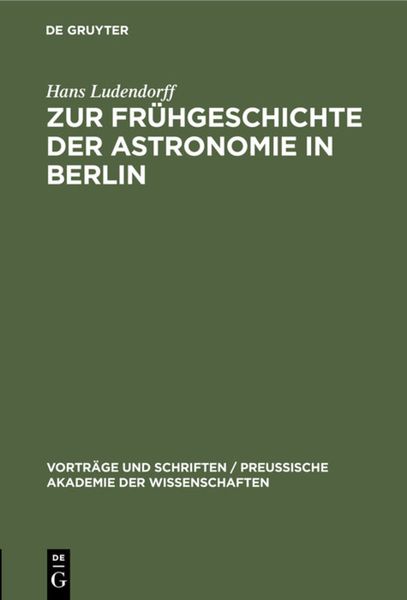 Produktbild: Zur Fr&uuml;hgeschichte der Astronomie in Berlin