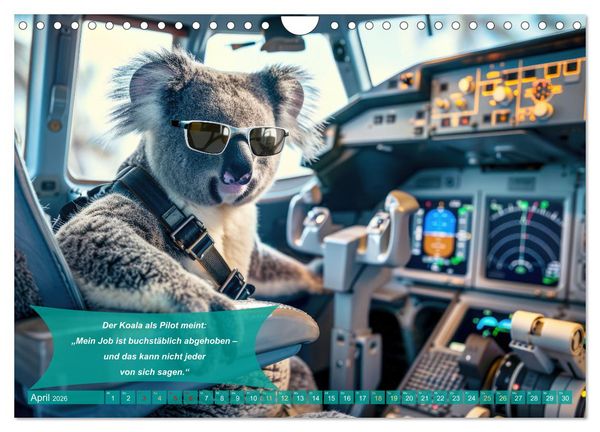 Produktbild: Der tierisch lustige Piloten-Kalender (Wandkalender 2026 DIN A4 quer), CALVENDO Monatskalender