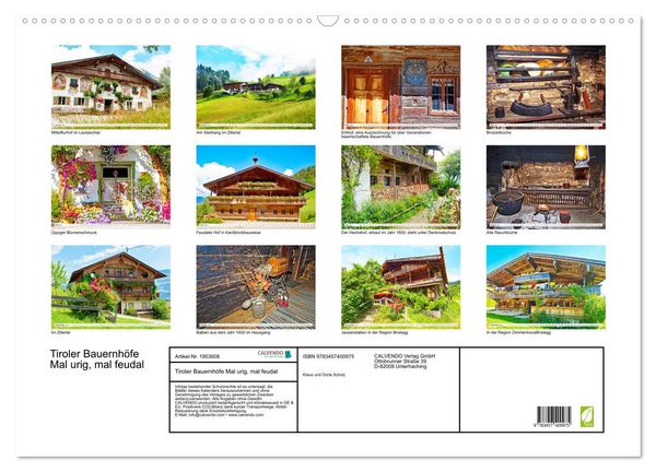 Produktbild: Tiroler Bauernh&ouml;fe Mal urig, mal feudal (Wandkalender 2026 DIN A2 quer), CALVENDO Monatskalender