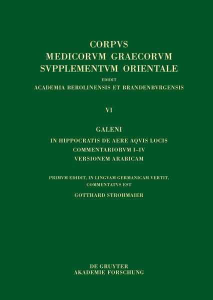 Produktbild: Galeni In Hippocratis De aere aquis locis commentariorum I&ndash;IV versio Arabica