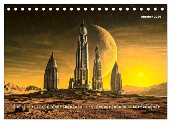 Produktbild: Pionierbauten auf fremden Planeten (Tischkalender 2026 DIN A5 quer), CALVENDO Monatskalender