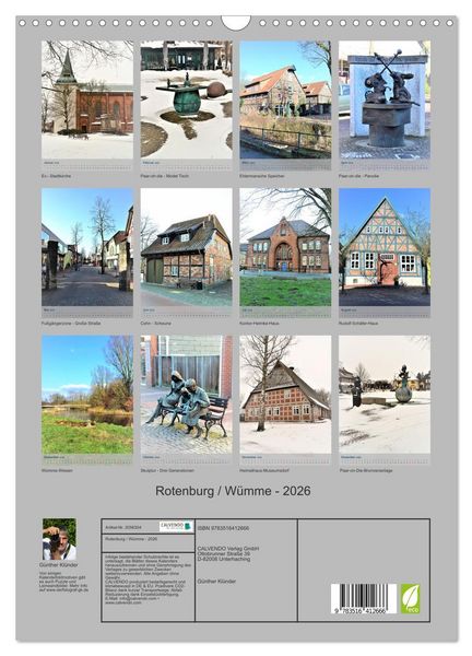 Produktbild: Rotenburg / W&uuml;mme - 2026 (Wandkalender 2026 DIN A3 hoch), CALVENDO Monatskalender