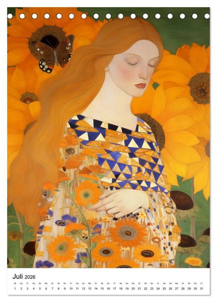 Produktbild: K&uuml;nstliche Impressionen. Ein Jahr in Klimts Natur. (Tischkalender 2026 DIN A5 hoch), CALVENDO Monatskalender