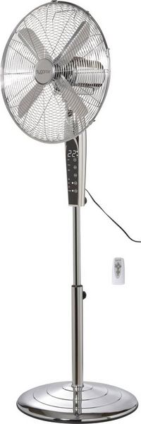 Sygonix Standventilator 50 W (Ø x H) 440 mm x 1300 mm Chrom LED-Display, Oszillierend, mit Fernbedienung, Höhenverstellbar, Timer