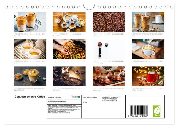 Produktbild: Genussmomente Kaffee (Wandkalender 2026 DIN A4 quer), CALVENDO Monatskalender