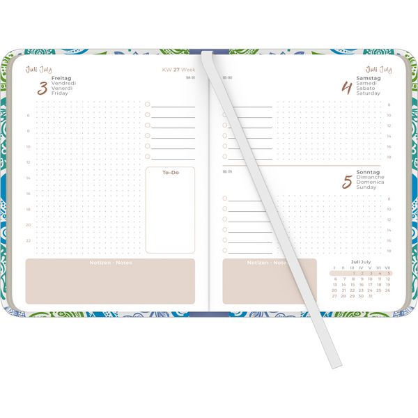 Daily Journal Paisley 2026 - Taschen-Kalender A6 - Leuchtturm - Day By Day - 352 Seiten - Notiz-Buch - Alpha Edition
