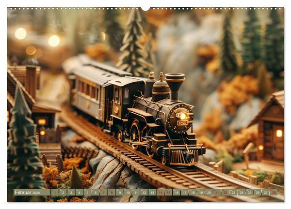 Produktbild: Miniaturwelt Eisenbahn - Zug um Zug ins Abenteuer (hochwertiger Premium Wandkalender 2026 DIN A2 quer), Kunstdruck in Hochglanz
