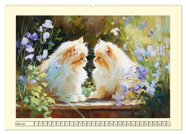 Produktbild: Perserkatzen. Flauschige Momente in kunstvoller &Ouml;loptik (hochwertiger Premium Wandkalender 2026 DIN A2 quer), Kunstdruck in Hochglanz
