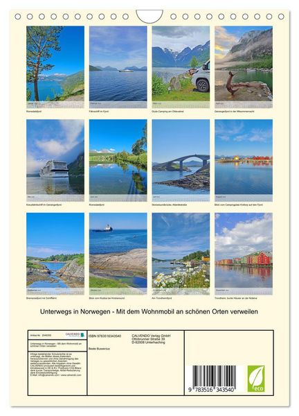 Produktbild: Unterwegs in Norwegen - Mit dem Wohnmobil an sch&ouml;nen Orten verweilen (Wandkalender 2026 DIN A4 hoch), CALVENDO Monatskalender