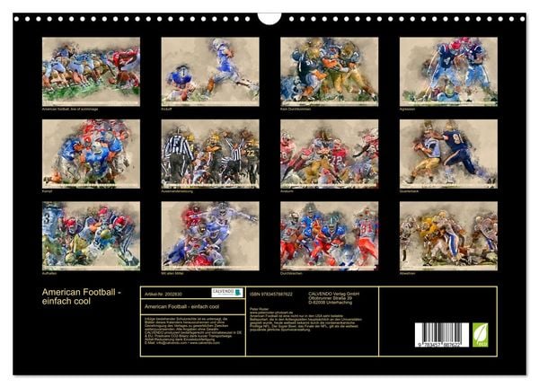 Produktbild: American Football - einfach cool (Wandkalender 2026 DIN A3 quer), CALVENDO Monatskalender