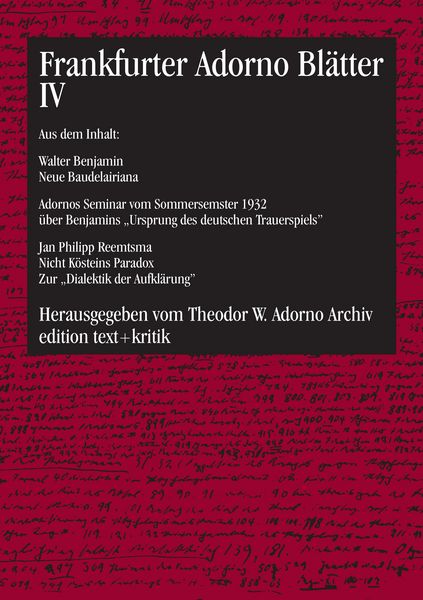 Produktbild: Frankfurter Adorno Bl&auml;tter IV