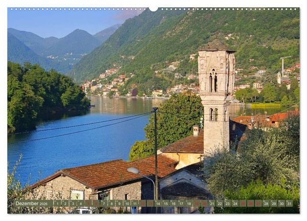 Produktbild: Comer See - Mediterraner Charme in alpiner Landschaft (hochwertiger Premium Wandkalender 2026 DIN A2 quer), Kunstdruck in Hochglanz