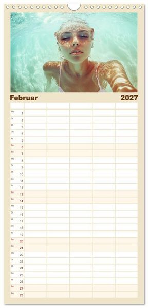 Produktbild: Familienplaner 2027 - Entspannen am Strand mit 5 Spalten (Wandkalender, 21 x 45 cm) CALVENDO