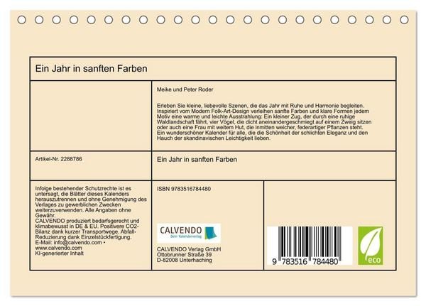 Produktbild: Ein Jahr in sanften Farben (Tischkalender 2027 DIN A5 quer), CALVENDO Monatskalender