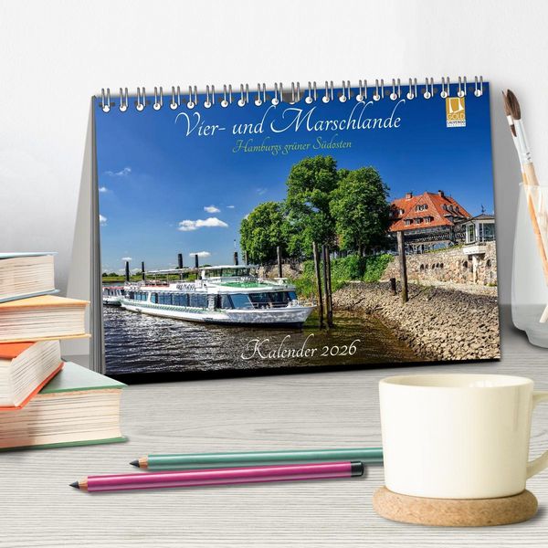Produktbild: Vier- und Marschlande Hamburgs gr&uuml;ner S&uuml;dosten (Tischkalender 2026 DIN A5 quer), CALVENDO Monatskalender