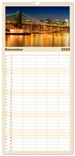 Produktbild: Familienplaner 2026 - NEW YORK Bekannte Blicke mit 5 Spalten (Wandkalender, 21 x 45 cm) CALVENDO