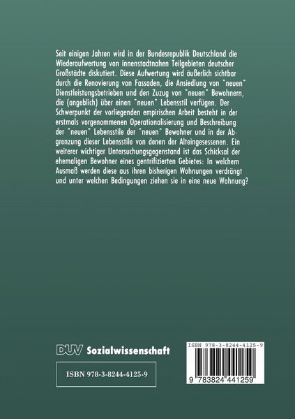 Produktbild: Gentrification und Lebensstile