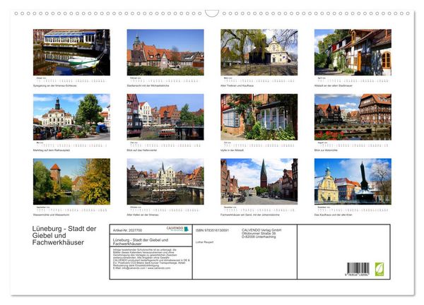 Produktbild: L&uuml;neburg - Stadt der Giebel und Fachwerkh&auml;user (Wandkalender 2026 DIN A2 quer), CALVENDO Monatskalender